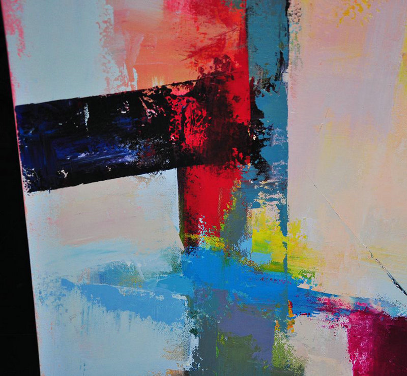 Extra Large Textured Painting On Canvas,Palette Knife Contemporary Art Canvas Painting,Home Decor Canvas,Pink,Red,Blue,Yellow.etc